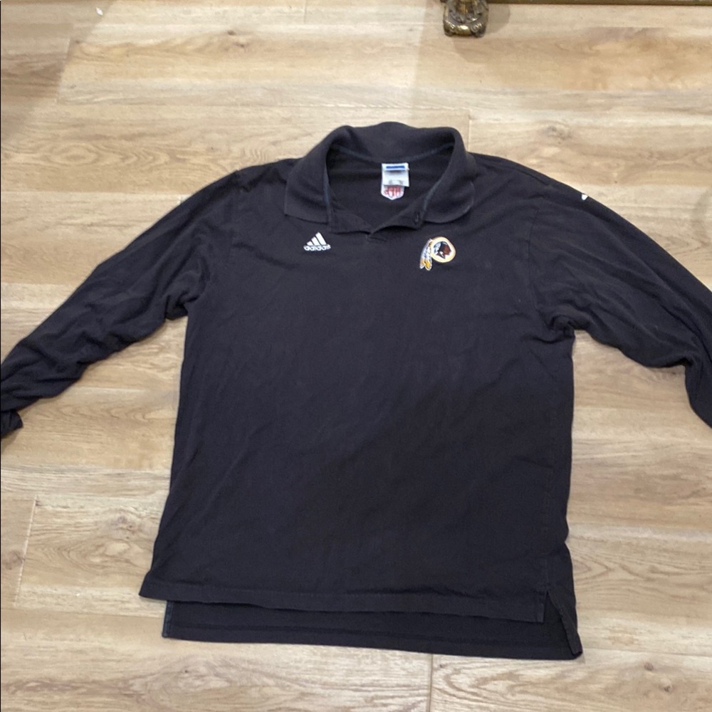 Adidas Men's Black Long Sleeve Polo Washington Redskins